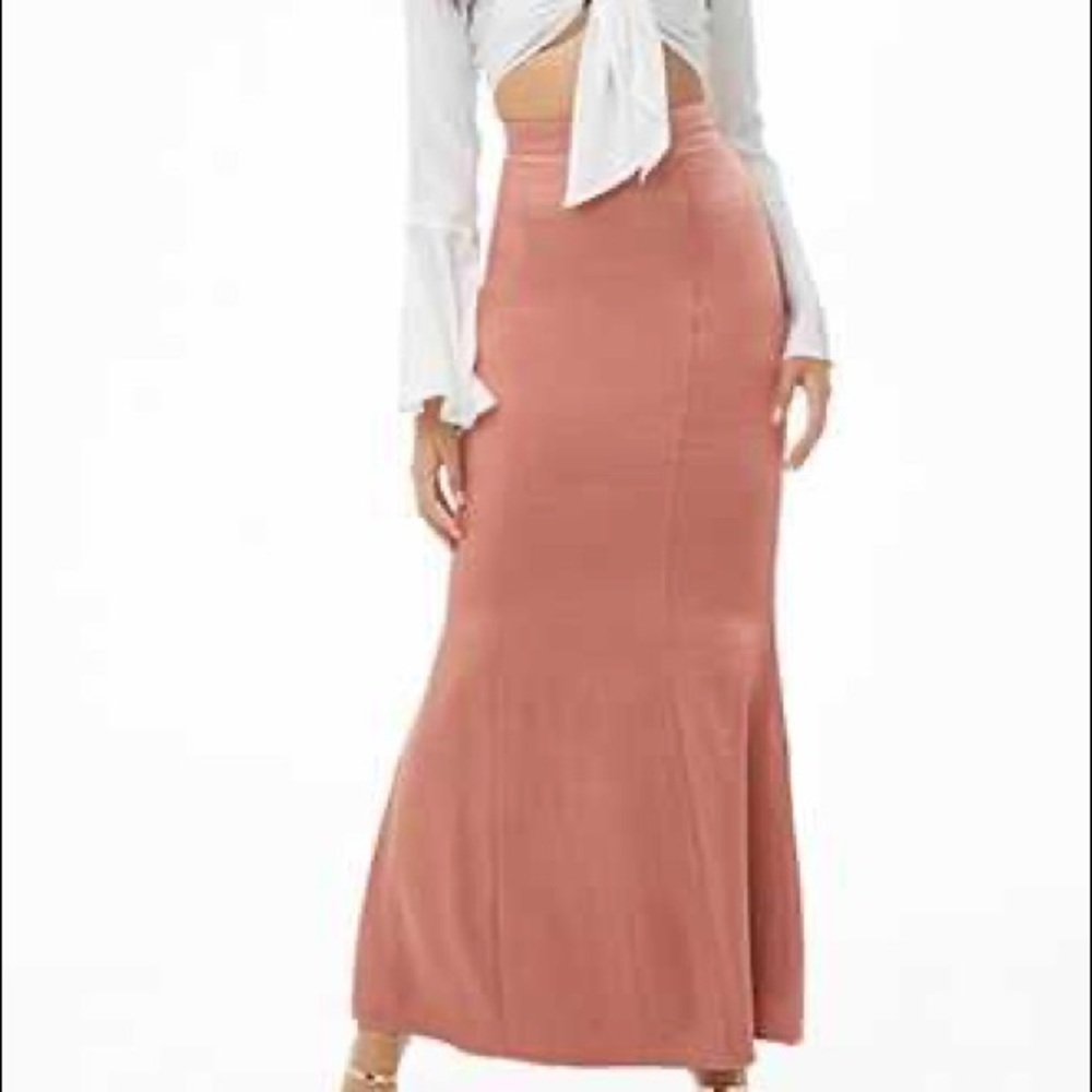 F21 Rose Maxi Long Satin Bell Skirt